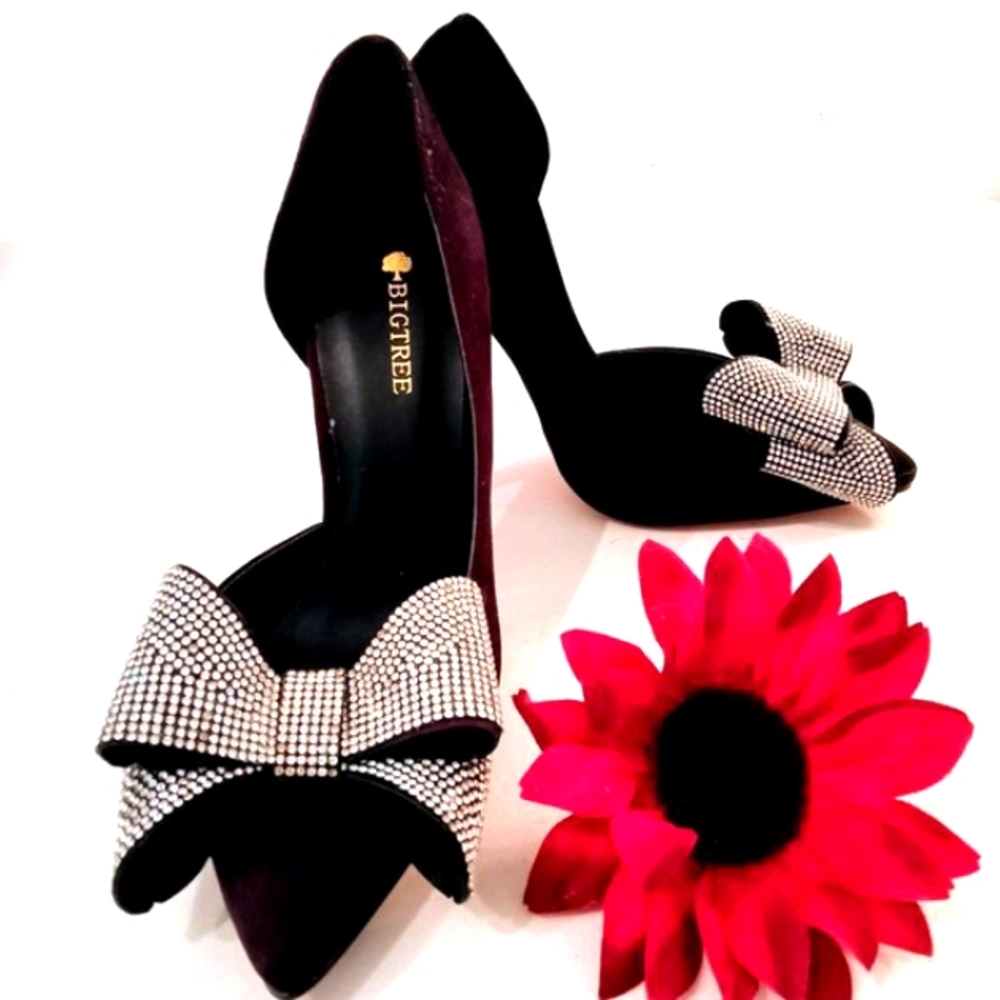 🎁 FREE GIFT IS INCLUDED 🎁 NEW 3D Rhinestones Bow High Heels Women Shoes - Picture 4 of 16